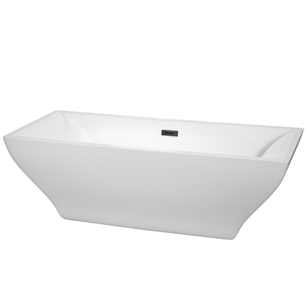 Wyndham Collection Hannah 59" Bathtub Matte Black Drain And Overflow