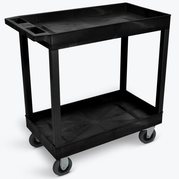 Luxor 18" X 35" 1Tub / 1Flat Shelf Utility Cart With 4" Casters In