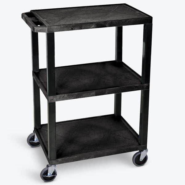 Luxor 18" X 35" 1Tub / 1Flat Shelf Heavy Duty Utility Cart In Black