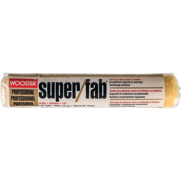 Wooster R240 14" Super/Fab 1/2" Nap Roller Cover, Package Of 6
