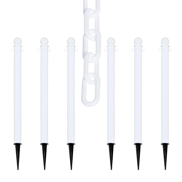 Mr. Chain White Medium Duty Ground Pole And Chain Kit