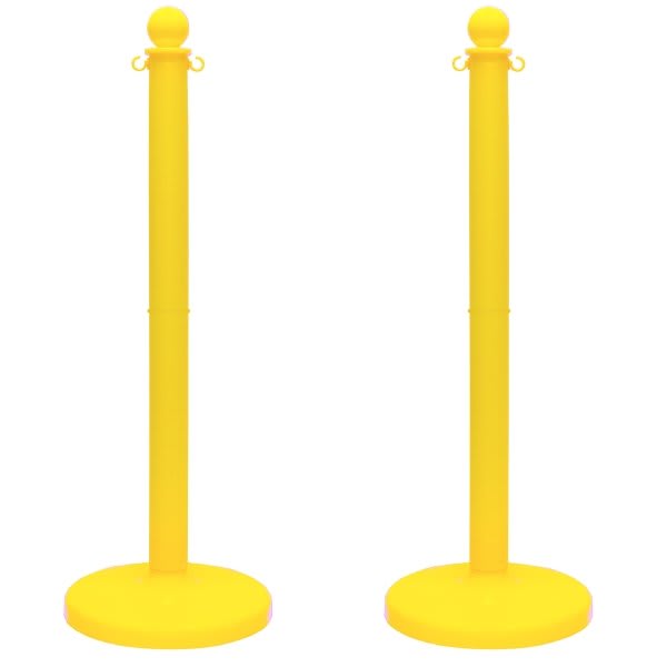 Mr. Chain Yellow Medium Duty Stowable Stanchion 2 Pack With Chain