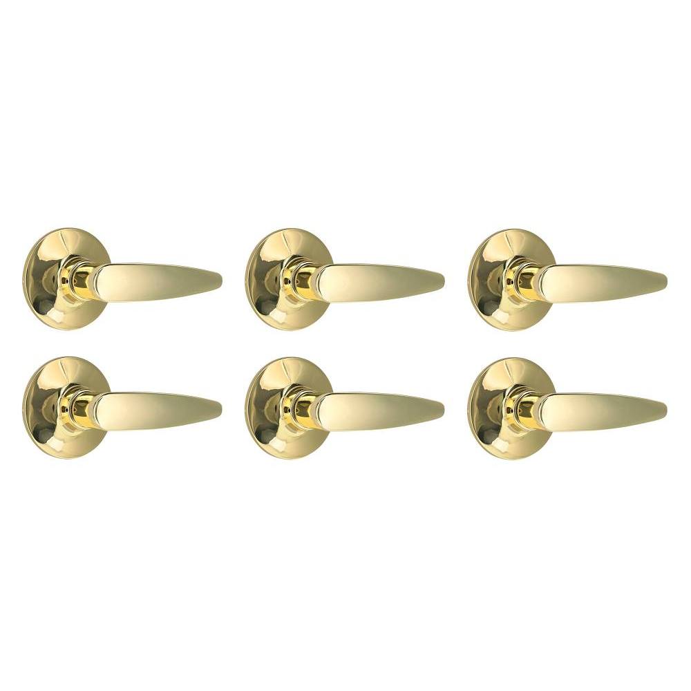 Shield Security Straight Keyless Passage Door Lever In Bright Brass 6-Pack