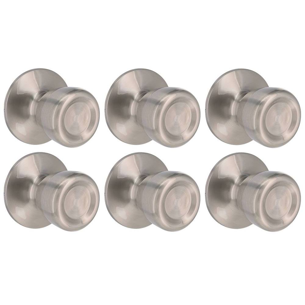 Shield Security Tulip Keyless Passage Door Knob In Satin Nickel 6-Pack