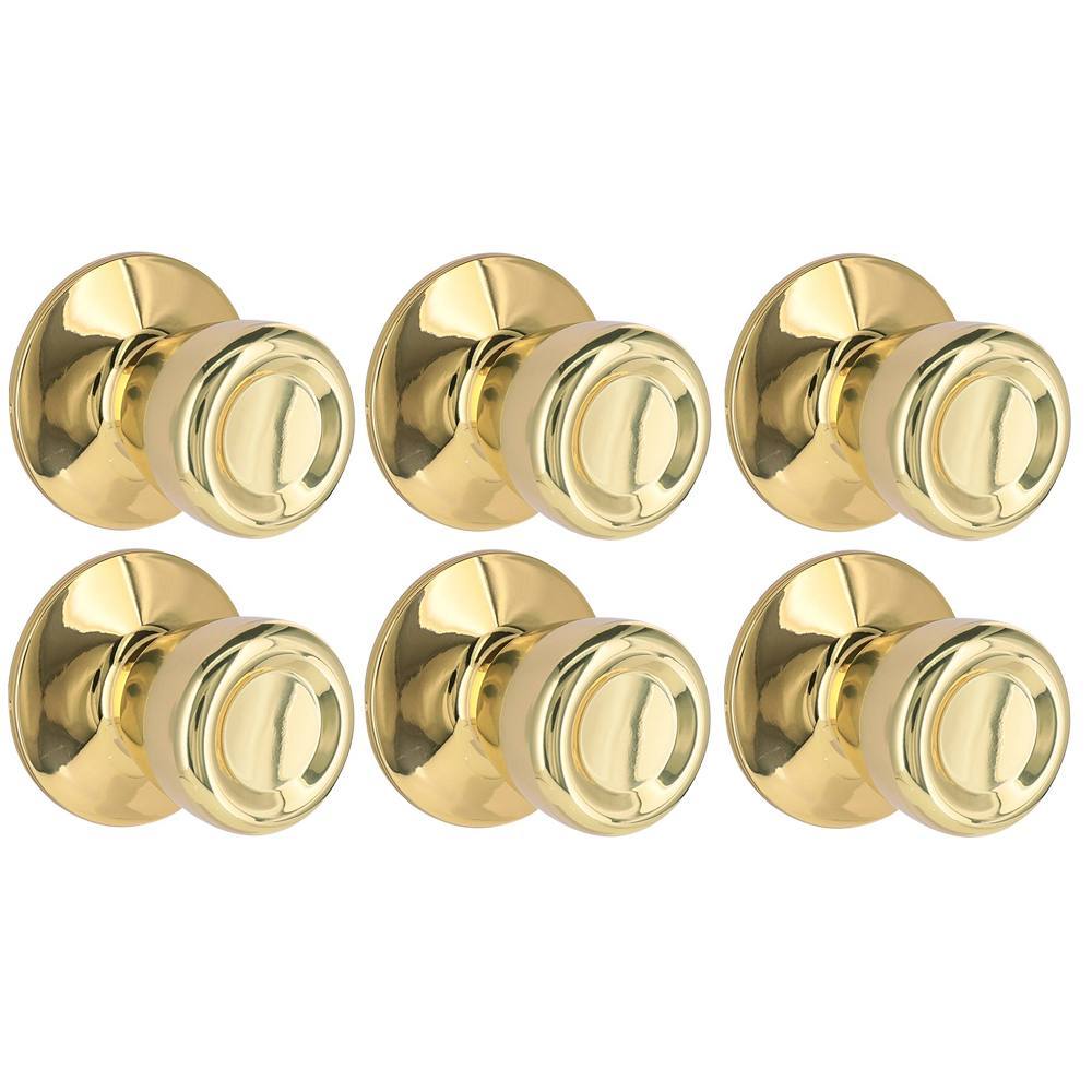 Shield Security Tulip Keyless Passage Door Knob In Bright Brass 6-Pack