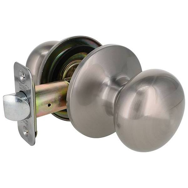 Shield Security Flat Ball Keyless Passage Door Knob In Satin Nickel