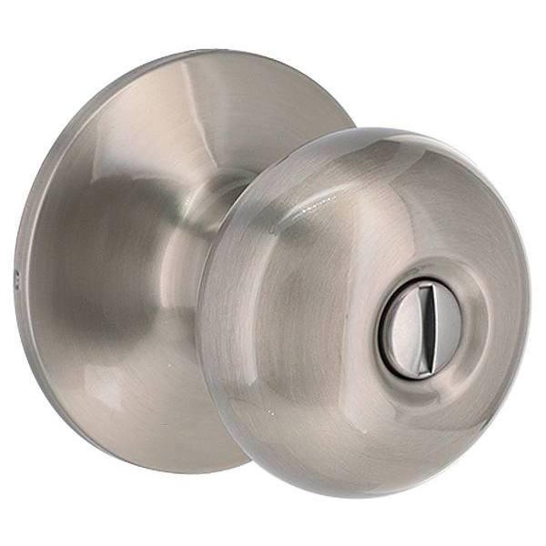 Shield Security Flat Ball Turn Button Privacy Door Knob In Satin Nickel