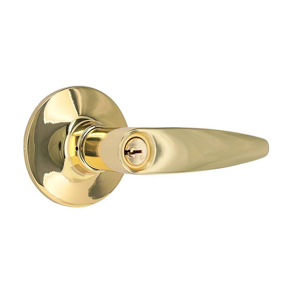 Shield Security Straight Kw1 Keyed Entry Door Lever In Bright Brass