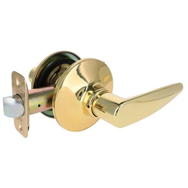 Shield Security Straight Keyless Passage Door Lever In Bright Brass