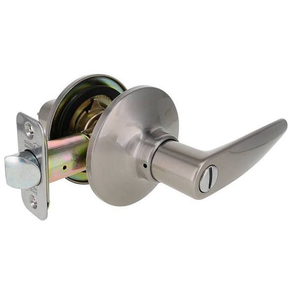 Shield Security Straight Turn Button Privacy Door Lever In Satin Nickel