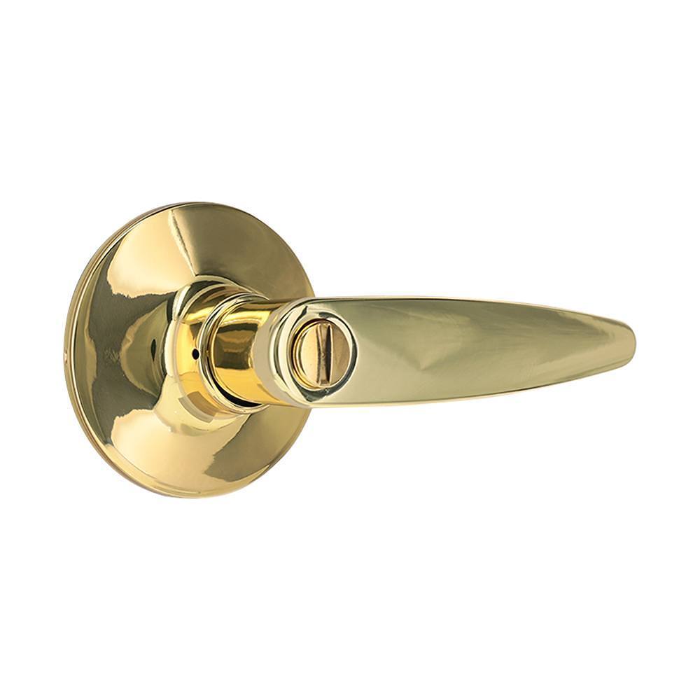Shield Security Straight Turn Button Privacy Door Lever In Bright Brass