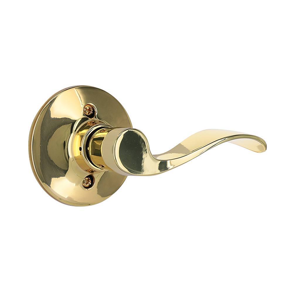 Shield Security Wave Right-Handed Dummy Door Lever In Bright Brass