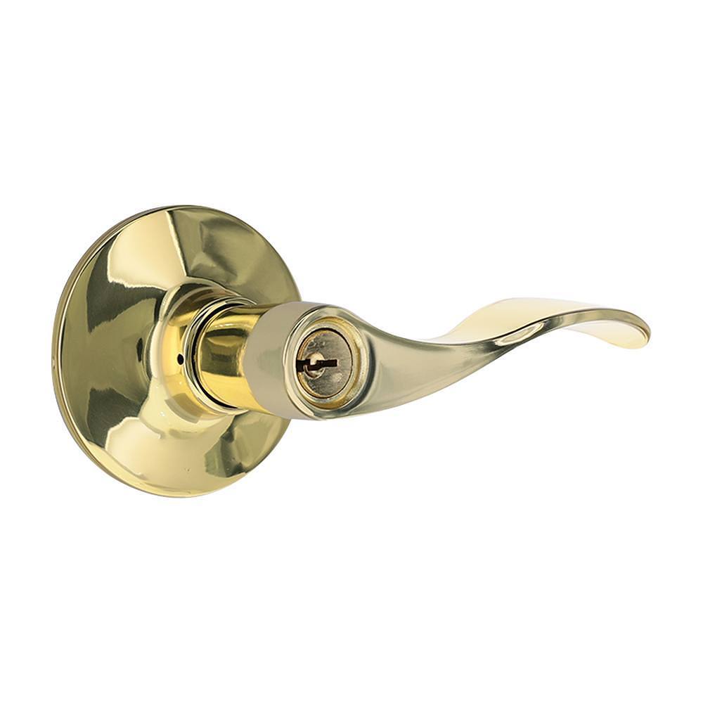 Shield Security Wave Kw1 Keyed Entry Door Lever In Bright Brass