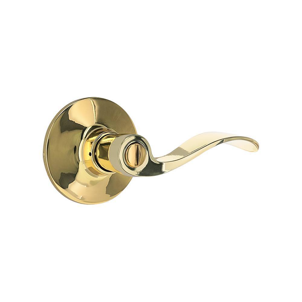 Shield Security Wave Turn Button Privacy Door Lever In Bright Brass