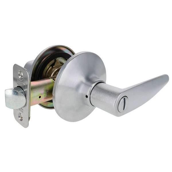Shield Security Straight Turn Button Privacy Door Lever In Satin Chrome