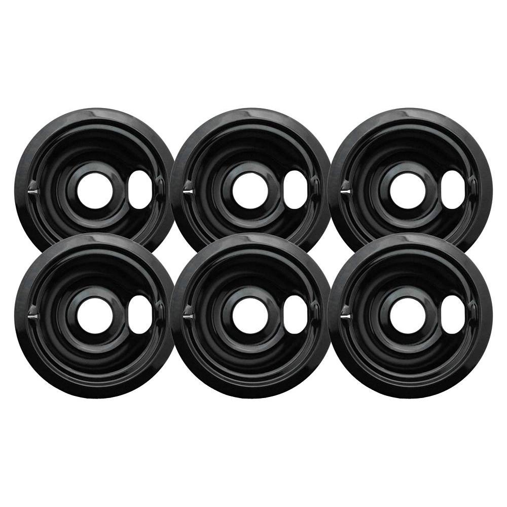 6" Black Porcelain Drip Bowl For GE/Hotpoint, Package of 6