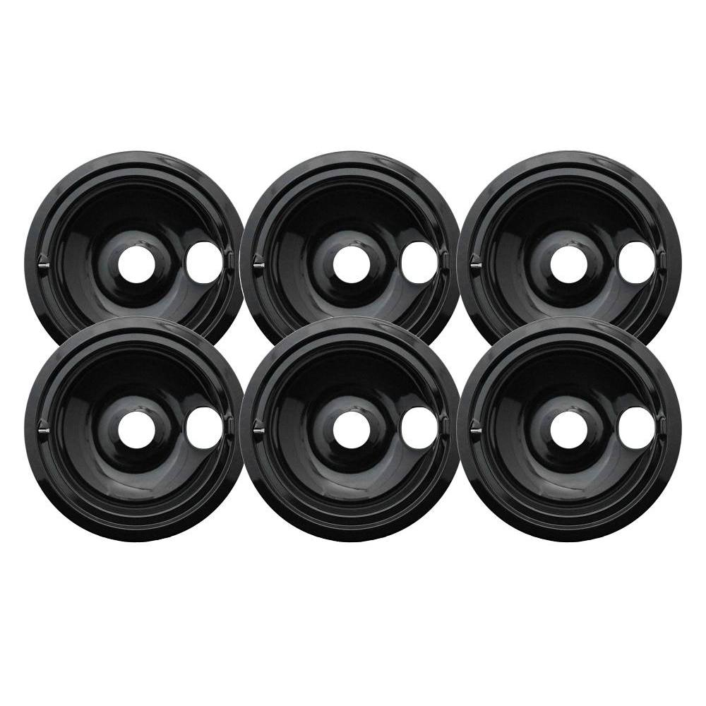 8" Black Porcelain Drip Bowl For GE/Hotpoint, Package of 6