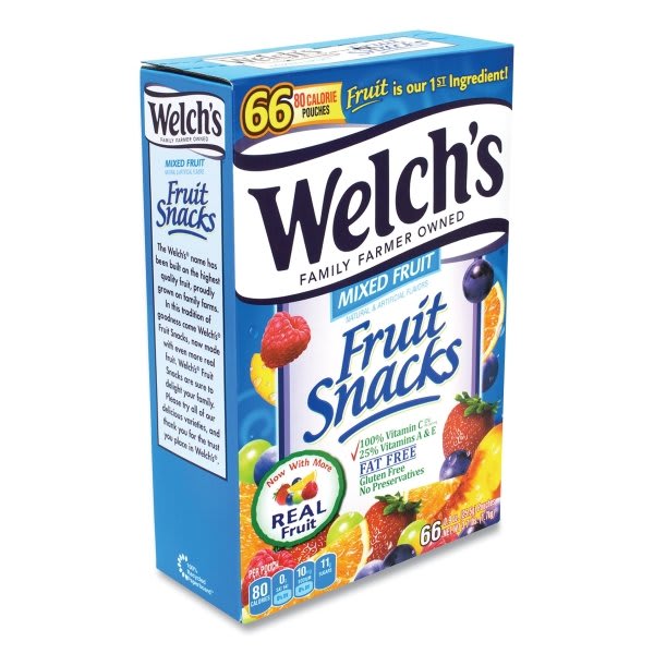 Welch'S Fruit Snacks Mixed Fruit 0.9 Oz Pouch Case Of 66