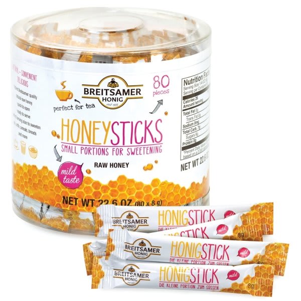 Breitsamer Honig Raw Honey Sticks 0.28 Oz Case Of 80