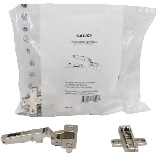 Salice Full O/L 165 Degree Concealed Frameless Hinge, Dowels, Package Of 2 HD Supply