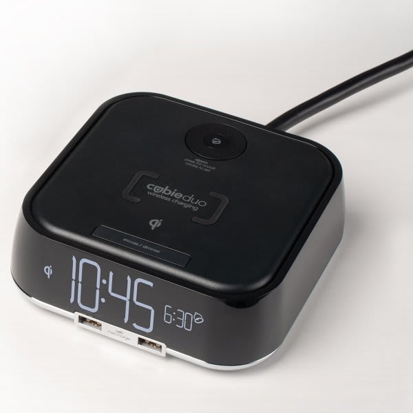 Brandstand CubieTime 2.0 White alarm clock with 2 power outlets and 2