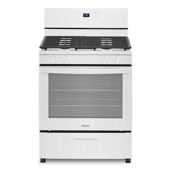 Whirlpool® 30 In. 5.1 Cu. Ft. 4 Burner Grate Gas Freestanding Range, Manual Clean, White
