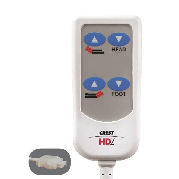 Crest Healthcare® Hd2 Bed Control, 8 Foot Cord, 8-Pin Plug, 4 Button, White