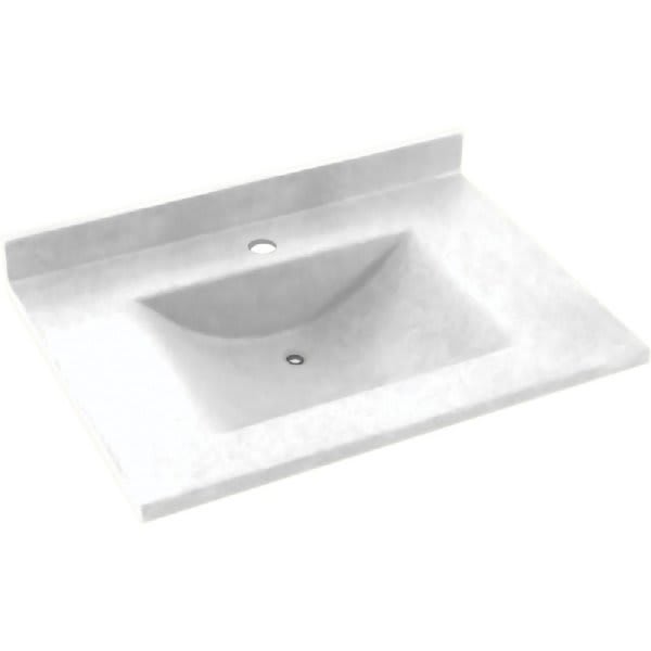 Swan® White Contour Solid Surface Single Bowl Vanity Top 22" X 25"