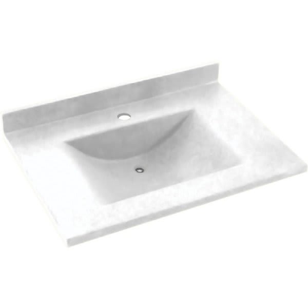 Swan® White Contour Solid Surface Single Bowl Vanity Top 22" X 37"