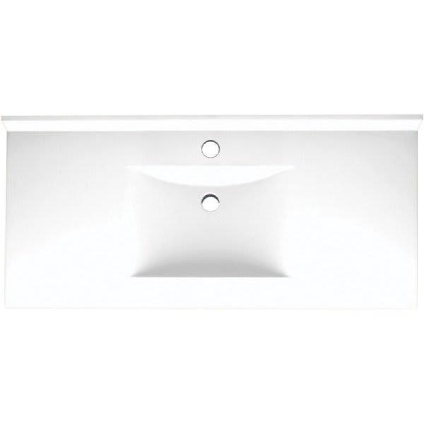 Swan® White Contour Solid Surface Single Bowl Vanity Top 22" X 43"