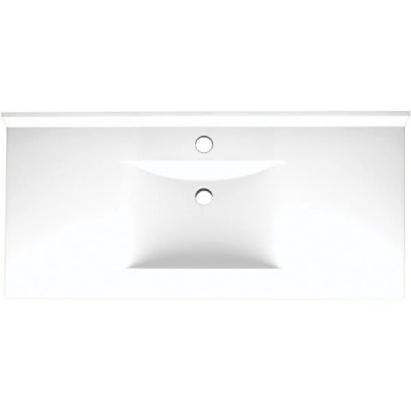 Swan® White Contour Solid Surface Single Bowl Vanity Top 22" X 49"