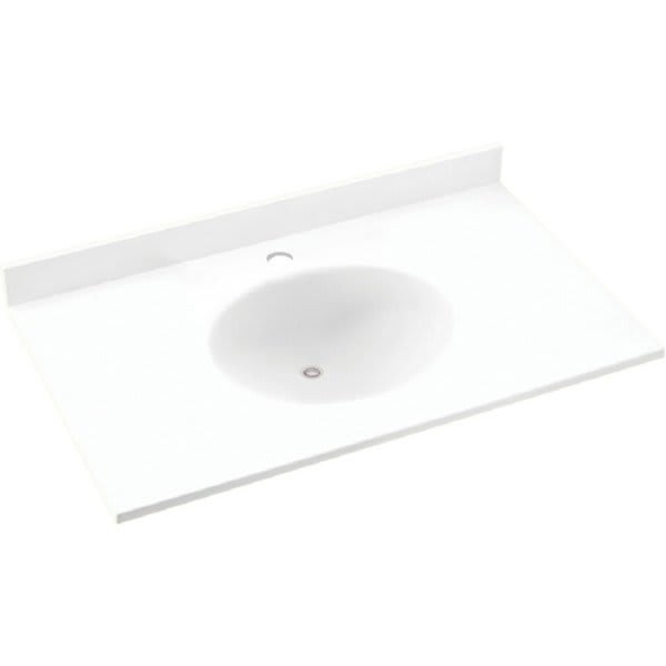 Swan® White Ellipse Solid Surface Single Bowl Vanity Top 22" X 31"