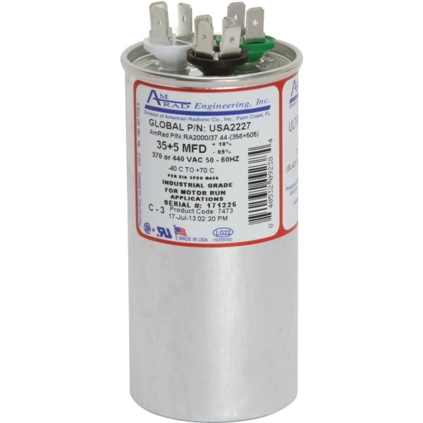 Amrad Engineering 35/5 Mfd 370/440 Vac Round Motor Run Capacitor