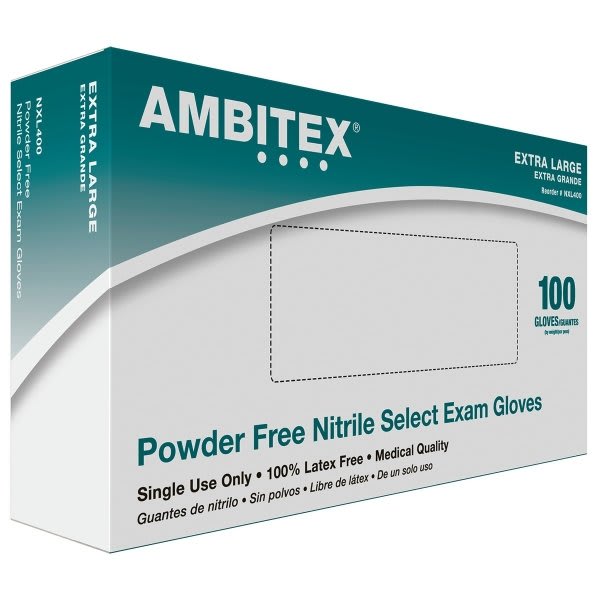 Ambitex X-Large Royal Blue 3 Mil Nitrile Select Exam Gloves Package Of 100