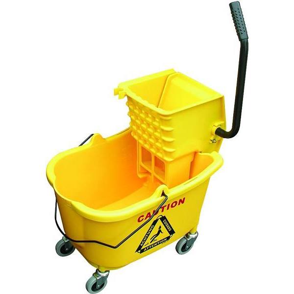 Rubbermaid Commercial Tandem 31 Qt. Yellow Mop Bucket And Wringer Combo