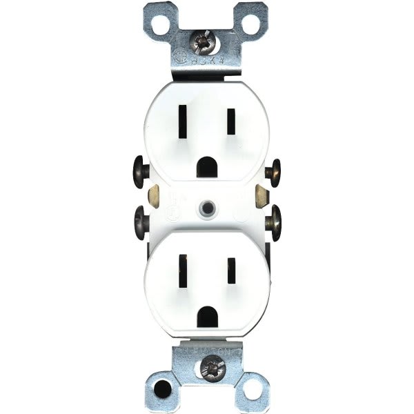 Leviton 15 Amp Residential Grade Grounding Duplex Outlet, White