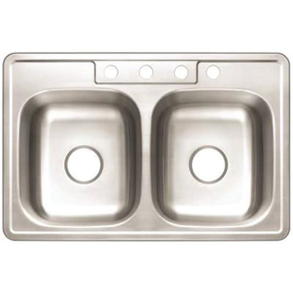Premier Stainless Steel Kitchen Sink 33" 3Hole 6" Bowl DropIn Brush