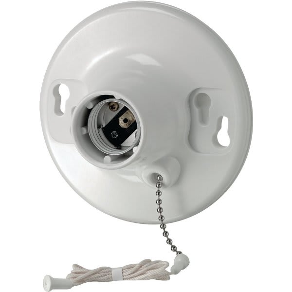 Leviton Glazed Porcelain Lamp Holder With Pull Chain And Outlet HD Supply