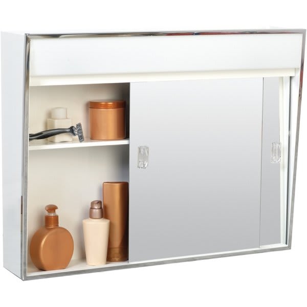 Zenith 24.38 In. X 19.5 In. Lighted Sliding Door Surface-Mount Medicine Cabinet In Chrome