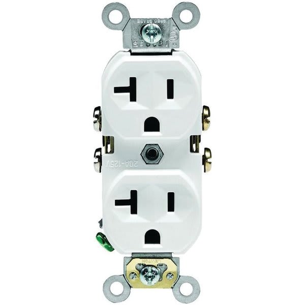 Leviton 20 Amp Commercial Grade Duplex Outlet, White, Package Of 10