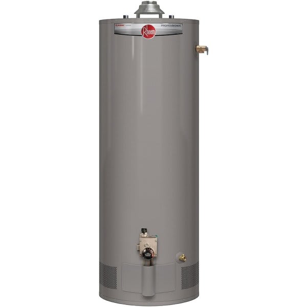 Rheem Professional Classic 40 Gal. Tall 6-Year 38k BTU Atmospheric Natural Gas Water Heater, Top T&P Relief Valve 