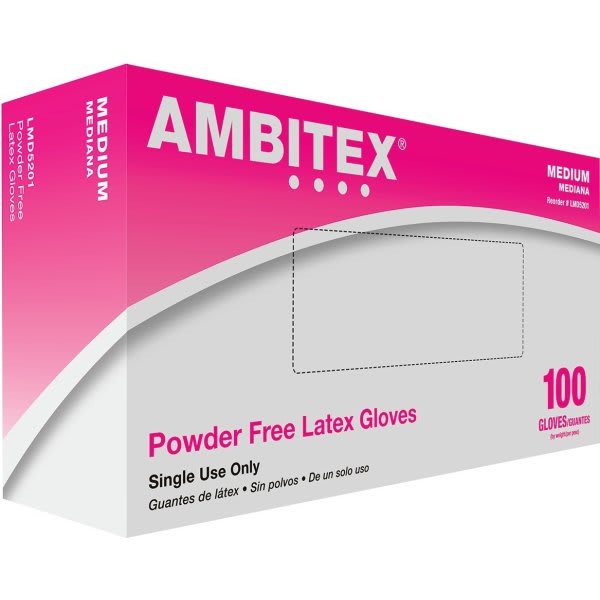 Ambitex Latex Disposable Gloves (Medium) Package Of 100