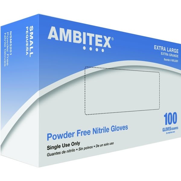 Ambitex Blue Nitrile Disposable Gloves (X-Large) (100-Pack)