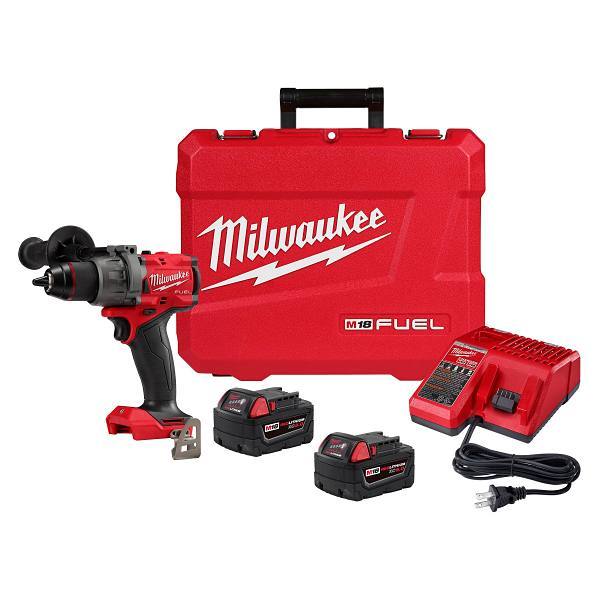 Milwaukee M18 Fuel 18v Lithium-Ion 1/2" Brushless Cordless Hammer Drill Kit With Battery, Charger, And Case