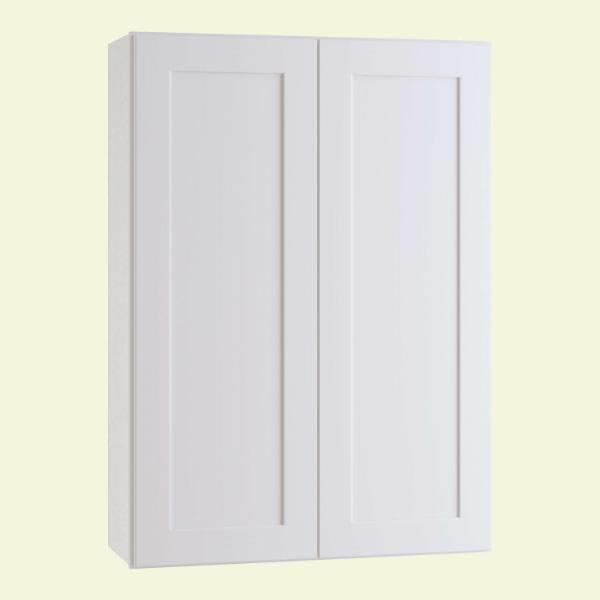 Express Shaker 24 In W X 12 In D X 36 In H Assembled Plywood Wall Kitchen Cabinet In Vesper White With Shelves
