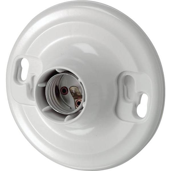 Leviton White Led Ceiling Lamp Holder With Pull Chain 10 Watt Bulb And