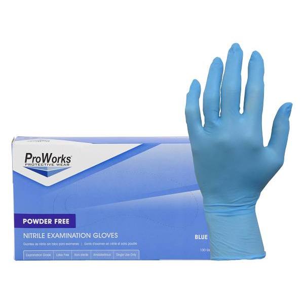 Proworks® 3 Mil Nitrile Powder-Free Exam Gloves, Large, Package Of 100