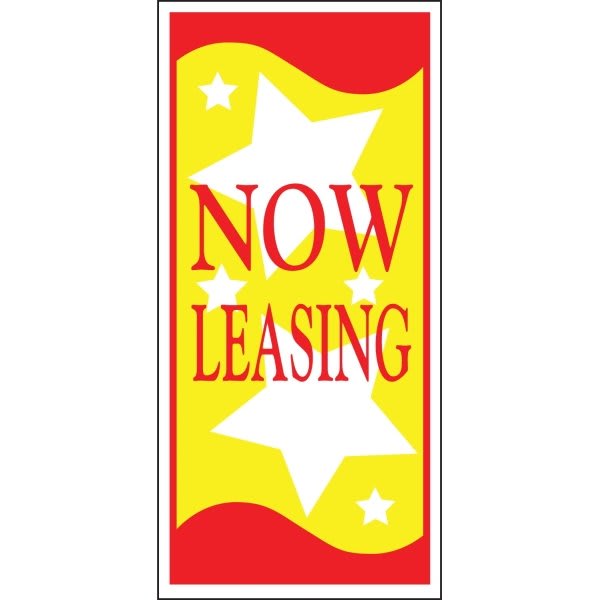 Now Leasing Lawn Banner, Red And Yellow, 15 X 32