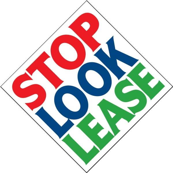 Coroplast Stop Look Lease Diamond Amenity Sign, Red/White/Blue, 24 X 24