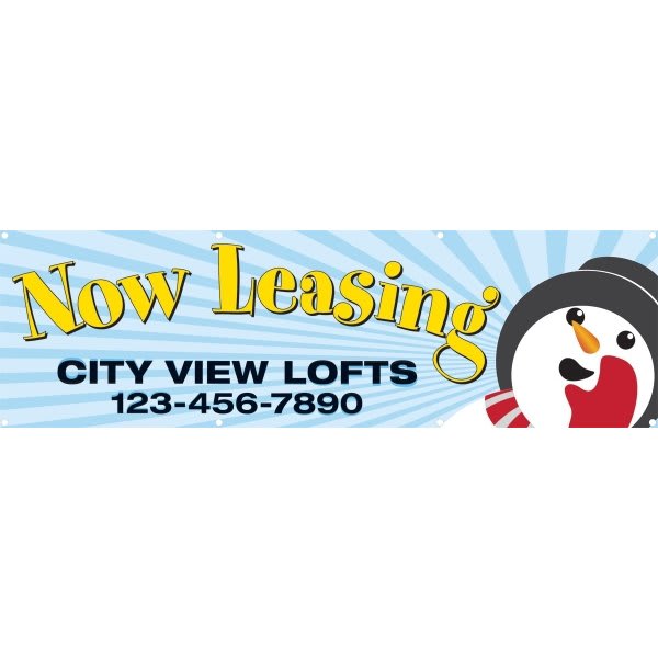 Horizontal Semi-Custom Banner, Snowman, 10' X 3'